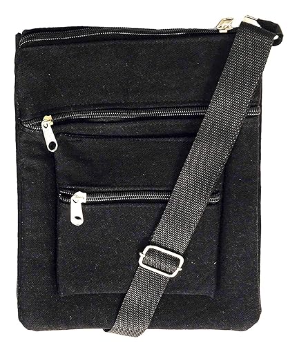 ALEMAH Womens Stylish Multi-Pocket Cotton Denim Cross-body/Side Sling Bag with Adjustable Shoulder Strap.