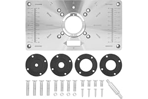 Router Table Plate,Trimming Machine Flip Board Woodworking, Aluminum Alloy Insert Plate Router Table with 4 Rings and Screws,