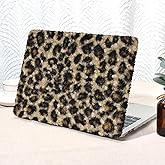 Seorsok Compatible with MacBook Pro 13 inch Case M2 2023,2022,2021-2016 A2338 M1 A2251 A2289 A2159 A1989 A1708 A1706,Leopard Print Soft Plush Skin Leather Plastic Hard Shell Case&Keyboard Cover,Brown
