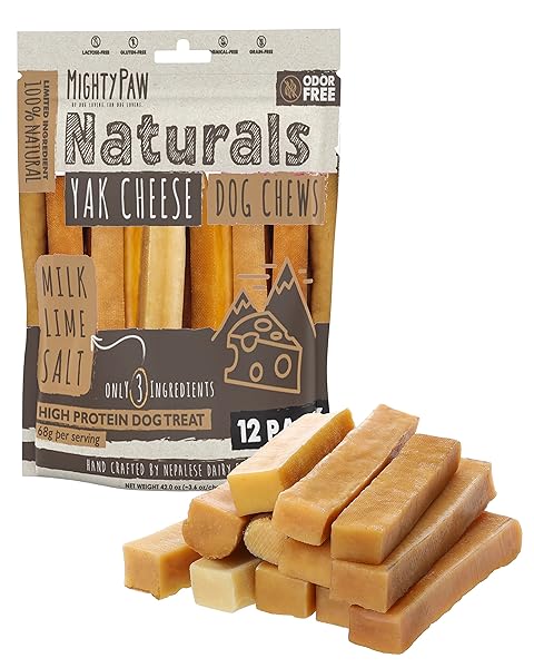 MIGHTY PAW YAK CHEESE CHEWS FOR DOGS | ALL-NATURAL LONG LASTING TREATS. ODORLESS AND GREAT FOR ORAL HEALTH. LIMITED-INGREDIENT CHEWS FOR PUPPIES & POWER-CHEWERS (LARGE, 12 PACK)1 COUNT (PACK OF 1)