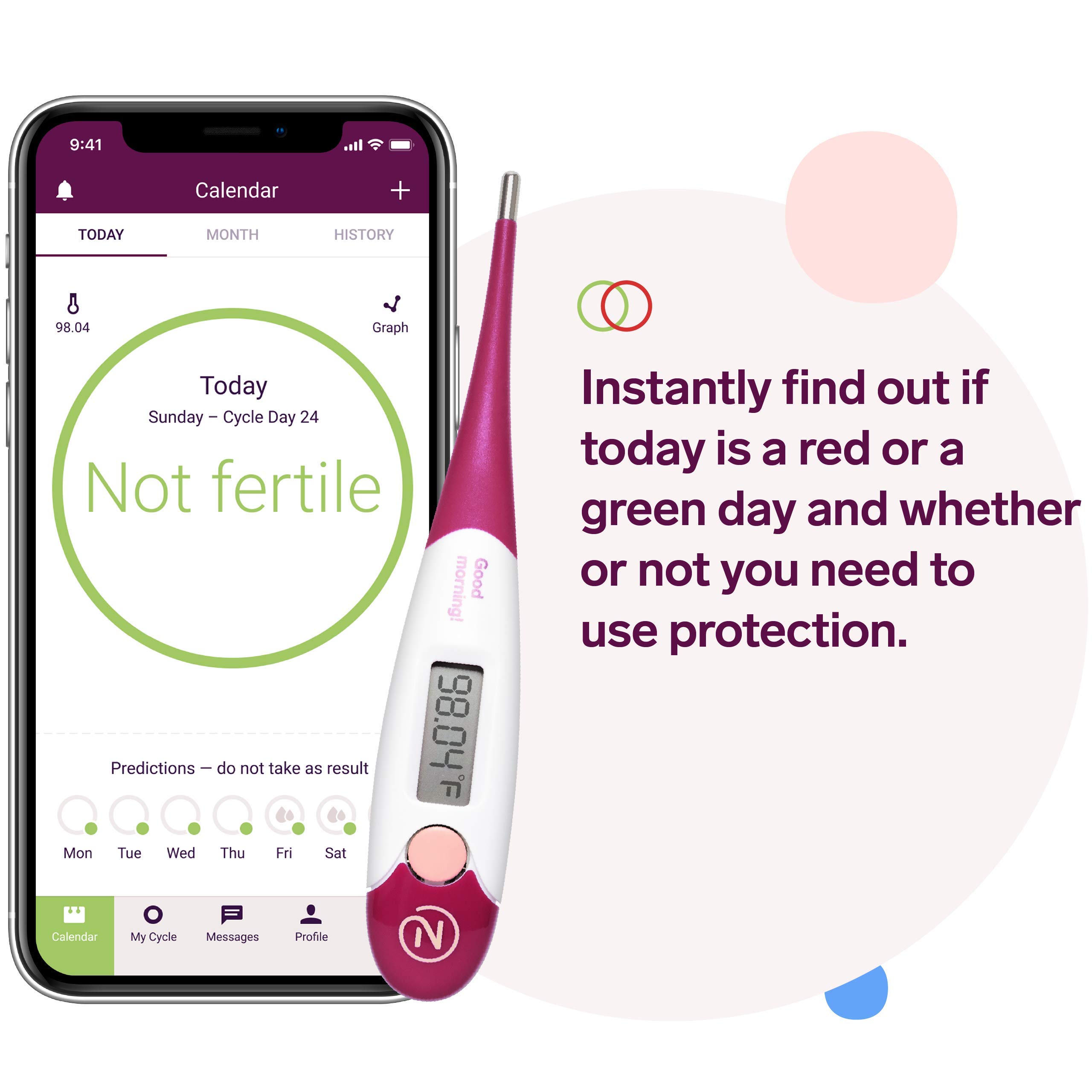 Natural Cycles 6 Month Subscription - Digital Birth Control with Basal Thermometer - Fertility Management App- (iOS and Android)