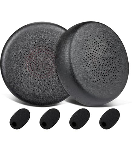 Replacement Ear Pads For Yealink BH70/WH64 Headsets - Memory Foam Cushions With Mic Foam Covers