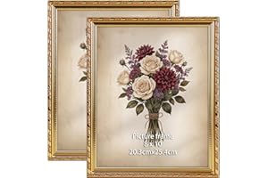 Giftgarden 8x10 Picture Frame Antique Gold, Ornate Embossed Flower Photo Frame for Wall or Tabletop Display, 2 Pack