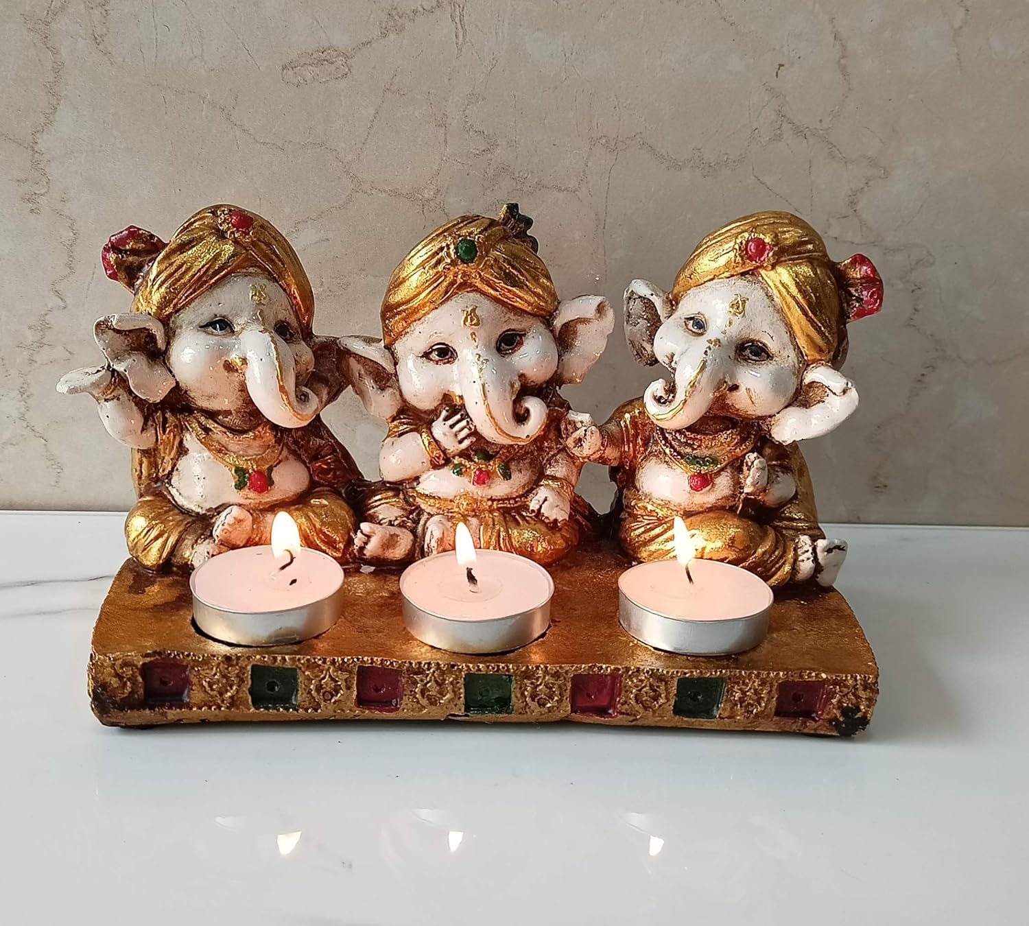 Buy CraftVatika Ganesh Idol Murti Statue Tealight Candle Holder for