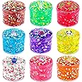 9 Pack Clear Crystal Slime kit, Super Soft and Glossy Jelly Crunchy Slime, DIY Jelly Cube Slime Party Stress Relief Toys for Girls and Boys