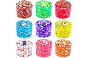 DREUNSTO 9 Pack Clear Crystal Slime kit, Super Soft and Glossy Jelly Crunchy Slime, DIY Jelly Cube Slime Party Stress Relief Toys for Girls and Boys