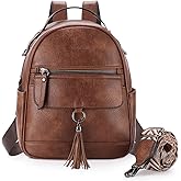 Chase Chic Mini Backpack Purse for Women, Vegan Leather Cute Small Backpack Ladies Fashion Shoulder Handbag for Travel Brown
