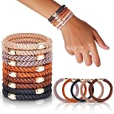 FORENEE 10Pcs Hair Ties for Thick Hair, No Damage - Neutral | Braided elastic ponytail holders with stretch for women and girls; suitable for buns, gym, work, travel and daily wear.