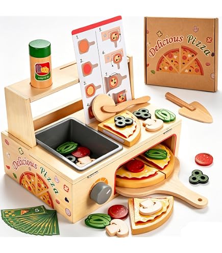 Femuez Pizza Play Set – Dînette Réaliste En ABS Pour Cuisiner Et Couper Des Parts De Pizza !