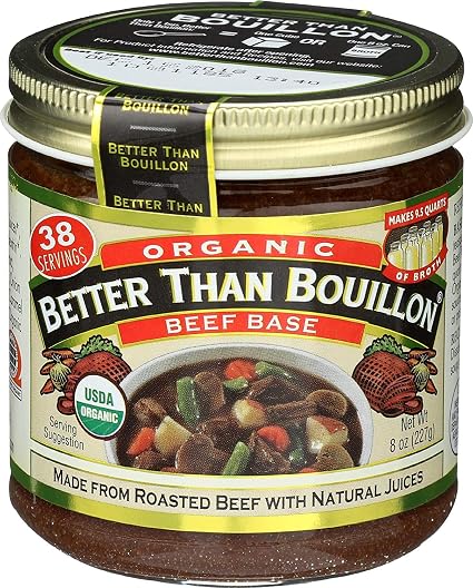 Better than bouillon Organic beef base roasted beef and Natural juices (Organic), salt, cane sugar (Organic), maltodextrin (org (098308002833)