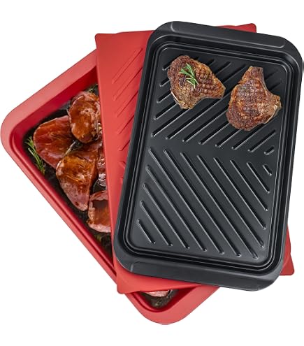 3-Piece BBQ Grill Set: Stainless Steel Prep Tray, Serving Tray & 2-in-1 Aluminum Defrosting & Cutting Board Combo - View #5