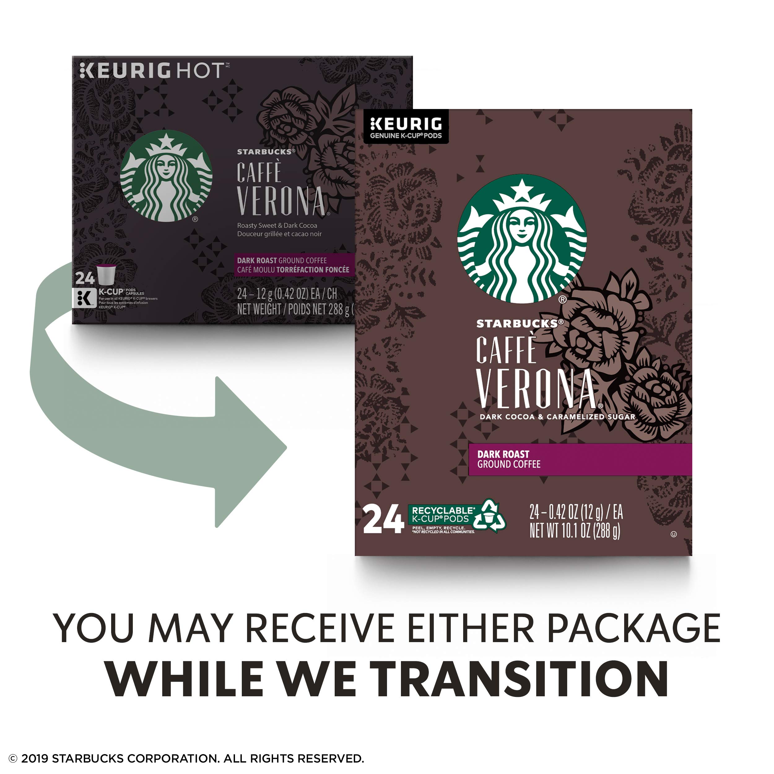 Best by SEP/16/2023) Starbucks Dark Roast K-Cup Coffee Pods — Caffè Verona for Keurig Brewers — 4 boxes (96 pods total)