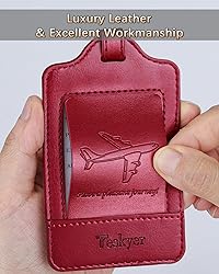 Teskyer Luggage Tags, 3 Pack Premium PU Leather