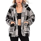 Comeon Winter Coats for Women Shaggy Fur Jacket Fuzzy Faux Shearling Zip Up Oversized Warm Shacket Outwear