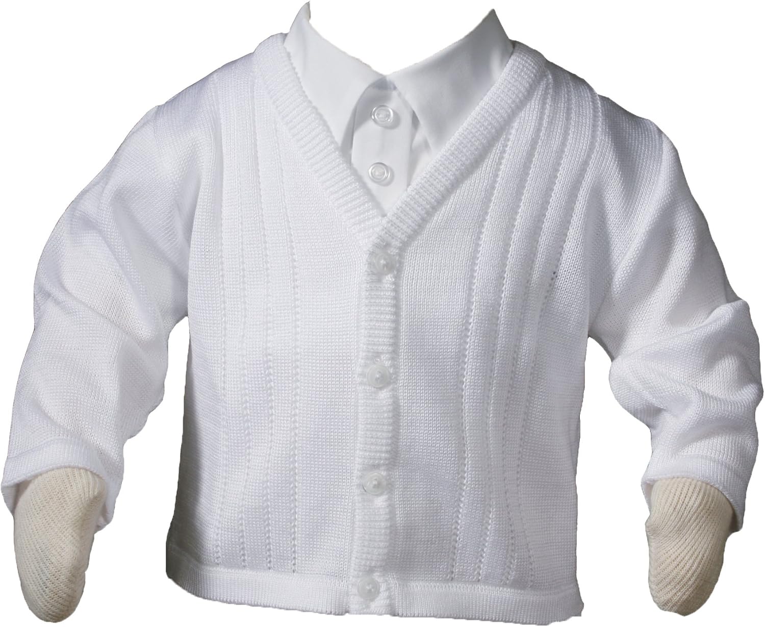 baby boy white christening cardigan