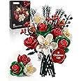 Christmas Rose Bouquet Building Set, Compatible with Lego Flowers for Adults - Gift for Christmas & Valentines Day - Artifici