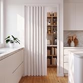 Techni Home 32" x 80" Premium Foldable Accordion Doors,Heavy Duty,White Oak | Foldable accordion doors w/ double‑walled heavy‑duty panels, ideal as interior room dividers for privacy, space‑saving design