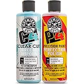 Chemical Guys C4 & P4 Clear Cut Correction Compound and Precision Paint Perfection Polish Combo - Removes Scratches, Swirls, Towel Marks, and Etching, Restores Gloss, Polishing Kit - 2 x 16 oz