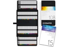 CHROMATEK 108 Watercolor Pens Set | Including 15 Page Pad & Online Video Tutorial Series | 5 Aquapens & 100 Unique Colors | Real Brush Pens | Easily Blendable, Vivid and Smooth