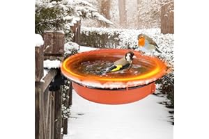 EGOMYRON Heated Bird Bath for Outdoor, Deck Mounted Thermostat Control Heated Bird Baths Deicer for Winter Garden Yard