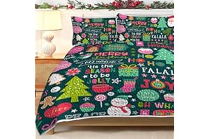 BlessLiving Christmas Holiday Desserts Bedspread Coverlet Set King(104"x90") Size Cute Cupcakes and Candy on Green Quilts Bed Cover Girly Xmas Theme Bedding with 2 Pillow Shams, Happy Merry Christmas
