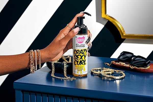 THE DOUX CRAZYSEXYCURL HONEY SETTING FOAM, MOUSSE HAIR FOAM, WITH NATURAL HONEY TO STYLE, CONDITION, AND DEFINE, SUITABLE FOR ALL HAIR TYPES – 7OZ…