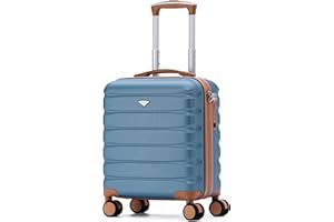 Flight Knight Carry On Suitcase 18x14x8 Hardside Built In TSA Lock & USB Port Lightweight Luggage Silent Double Spinner Wheels Maximum Underseat Carry-On Bag For American & United Approved Airlines