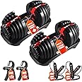 IMFit Adjustable Dumbbell Set (5 - 52.5 lbs) Single/ Pair(Set of 2) with Free Hand Grip | 15 Adjustable Weight Settings (Colo