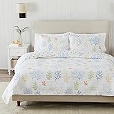 Great Bay Home Coastal Quilt Set - 3-Piece King/California King Size Coral Bedding Set - Lightweight, All-Season, Reversible Bedspread (Pastel Coral)