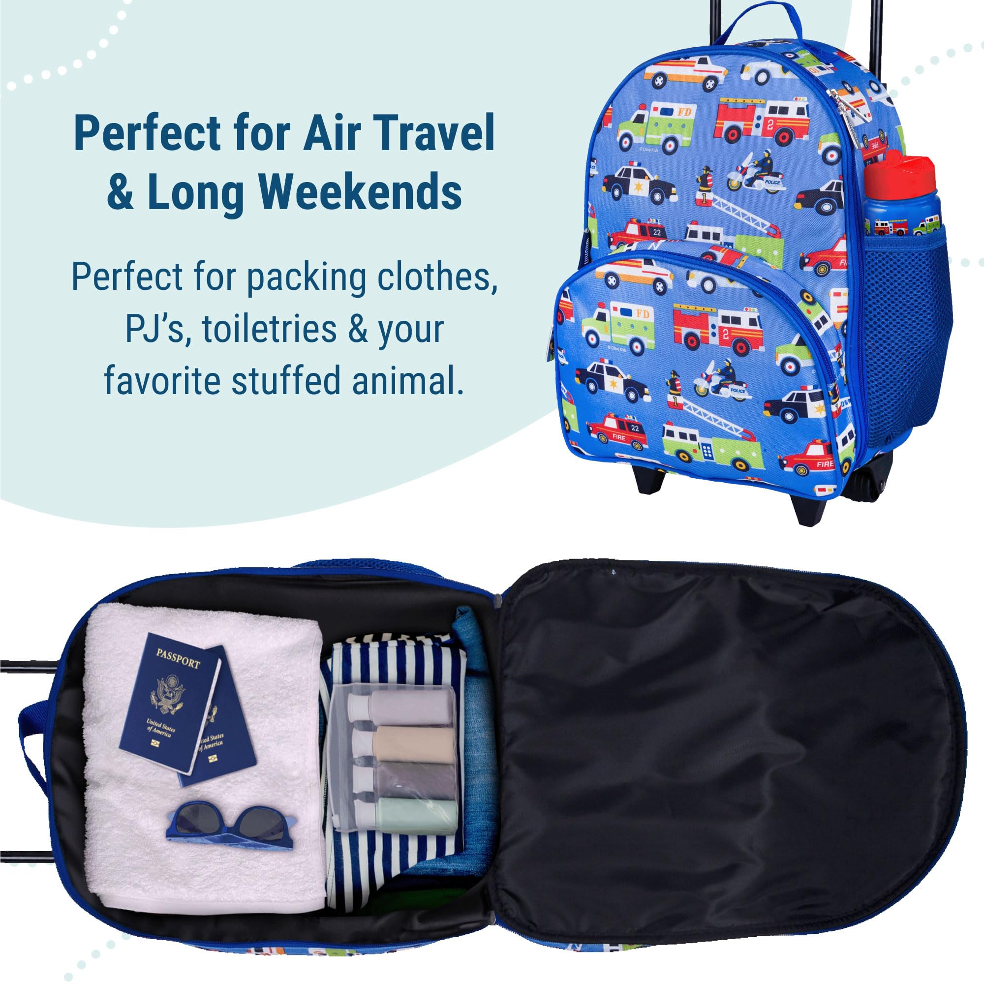 Wildkin Kids Rolling Luggage – Carry-On Size for School & Overnight Travel