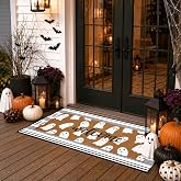 APUDWN 2pcs 24 x 55in Extra Long Halloween Ghost Welcome Doormats for Porch | Durable Loop Woven Crystal Velvet Welcome Mats Non Slip Seasonal Runner Door Rugs for Halloween Party Outdoor Patio Decor