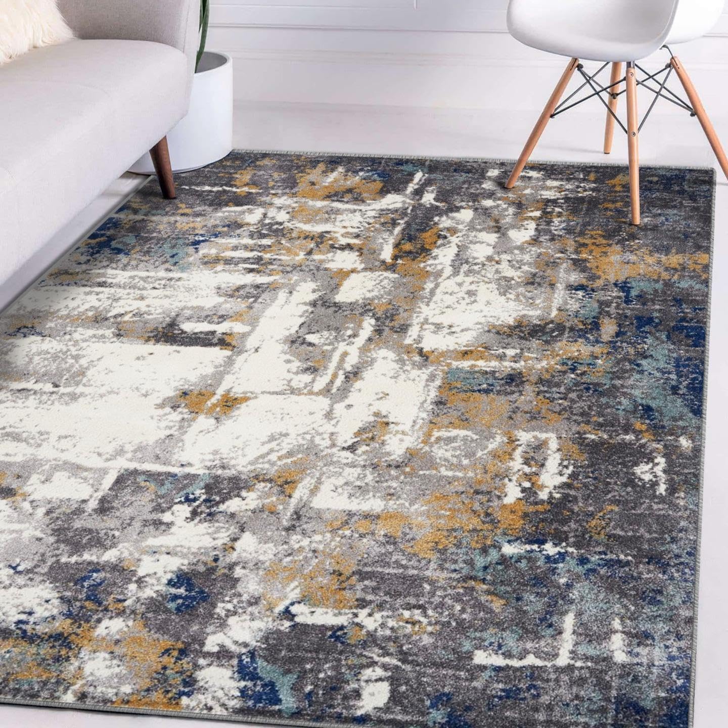 LUXE WEAVERS Hampstead Abstract Collection Gray 6x9 Area Rug 49 Image