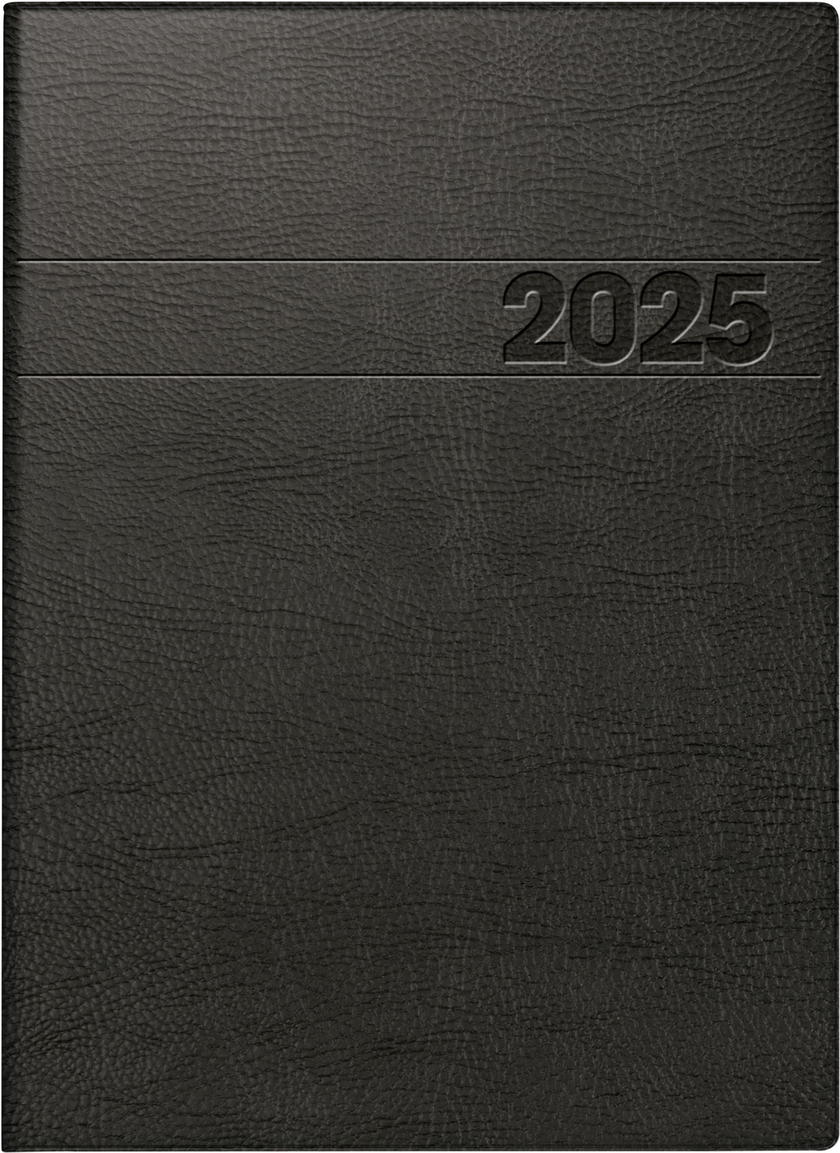 BRUNNEN Book Calendar Model 796 (2025) Planner, 2 Pages = 1 Week, A5, 128 Pages, Foam Film Cover, Hard Film Inside, Black