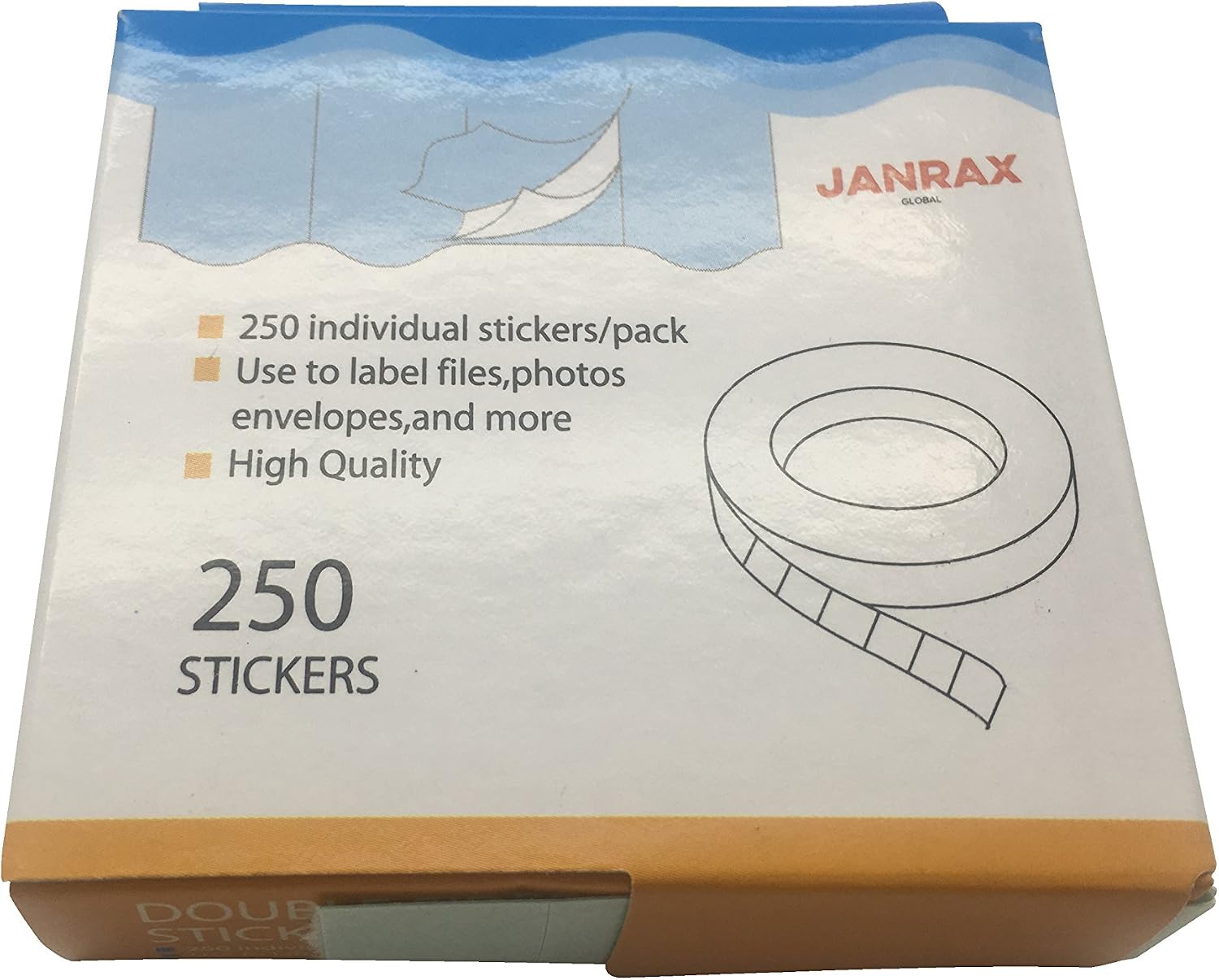Pack of 250 Janrax Mounting Squares - Double Sided Stickers, White