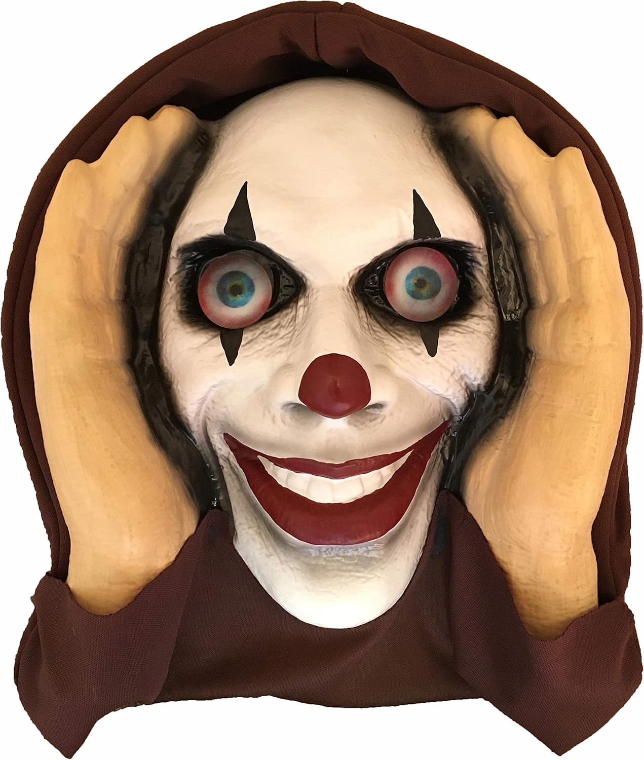 Scary Peeper Halloween Decoration Peeping Tom, Indoor and Outdoor Window Hanging Mask for Spooky House Party Scares, Tricks, and Laughs, Novelty Decor - Lenticular-Eyed Clown