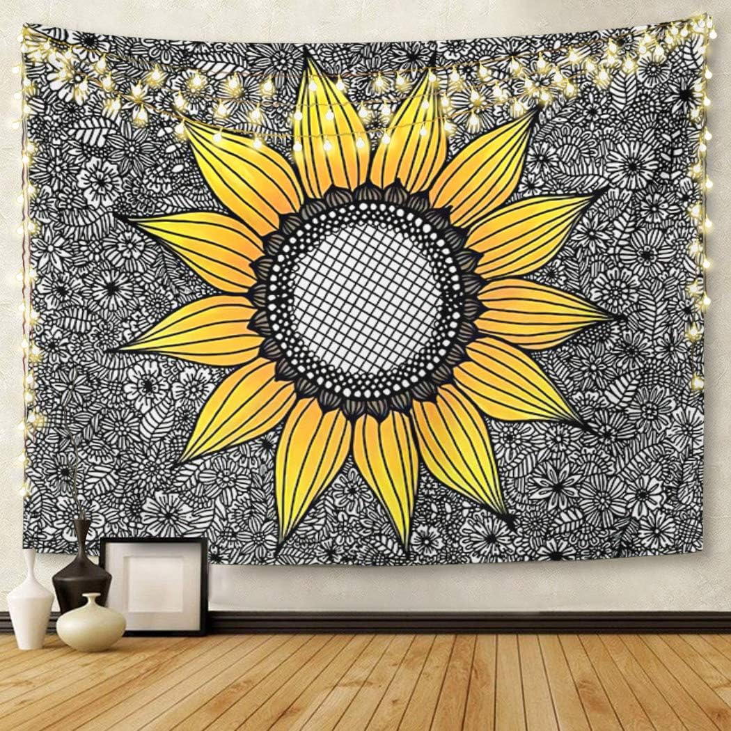 Britimes Tapestry Wall Hanging,60x80inches Sunflower Yellow Black pattern Tapestry for Bedroom Living Room Dorm Decor Home Decoration Art