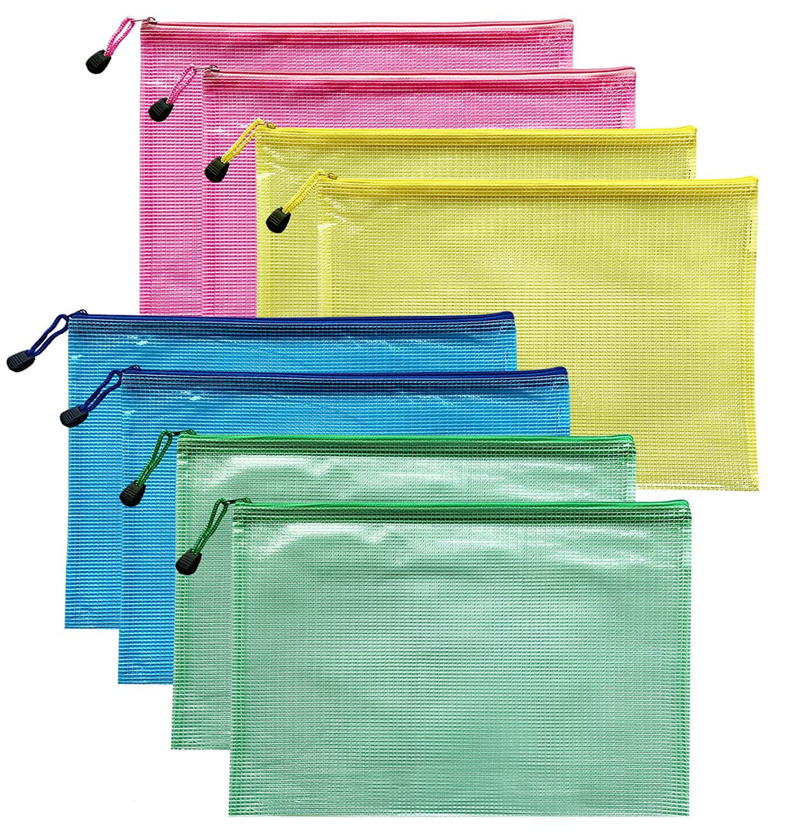 Plastic Wallets A5, 8Pcs Zip Lock Bags Mesh Document Wallet Document Folders Plastic Pockets Zipper File Wallet for School Office Homework Storage Bags Travel โ image 1