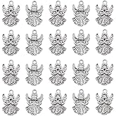 Honbay 60PCS Alloy Angel Charms Pendant Antique Silver Tone Tibetan Crafts Supplies for Necklace Bracelet Earrings Keychain Jewelry Making (20x14mm)