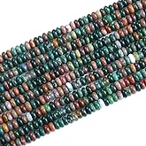 150PCS 2x4mm Natural Indian Agate Rondelle Beads Abacus Disk Stone Beads Round Loose Spacer Gemstone Beads for DIY Bracelet Necklace Jewelry Making