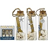 SAILINGSTORY Message in a Bottle, Coastal Beach Ornaments for Christmas Tree Beach Sand Jar Keepsake Glass Wish Jar Set of 3 Pack