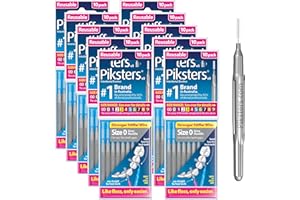 Piksters Interdental Brushes, Size 0, 100 Count (10 x 10 Packs), Interdental Tooth Brush for Very Tight Gaps, Gum Soft Bristles for Plaque Removal, Safe for Braces (100 pk)