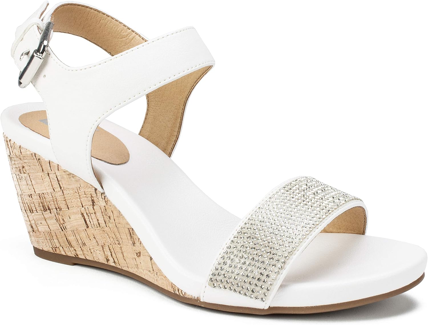 white mountain cork wedge sandals