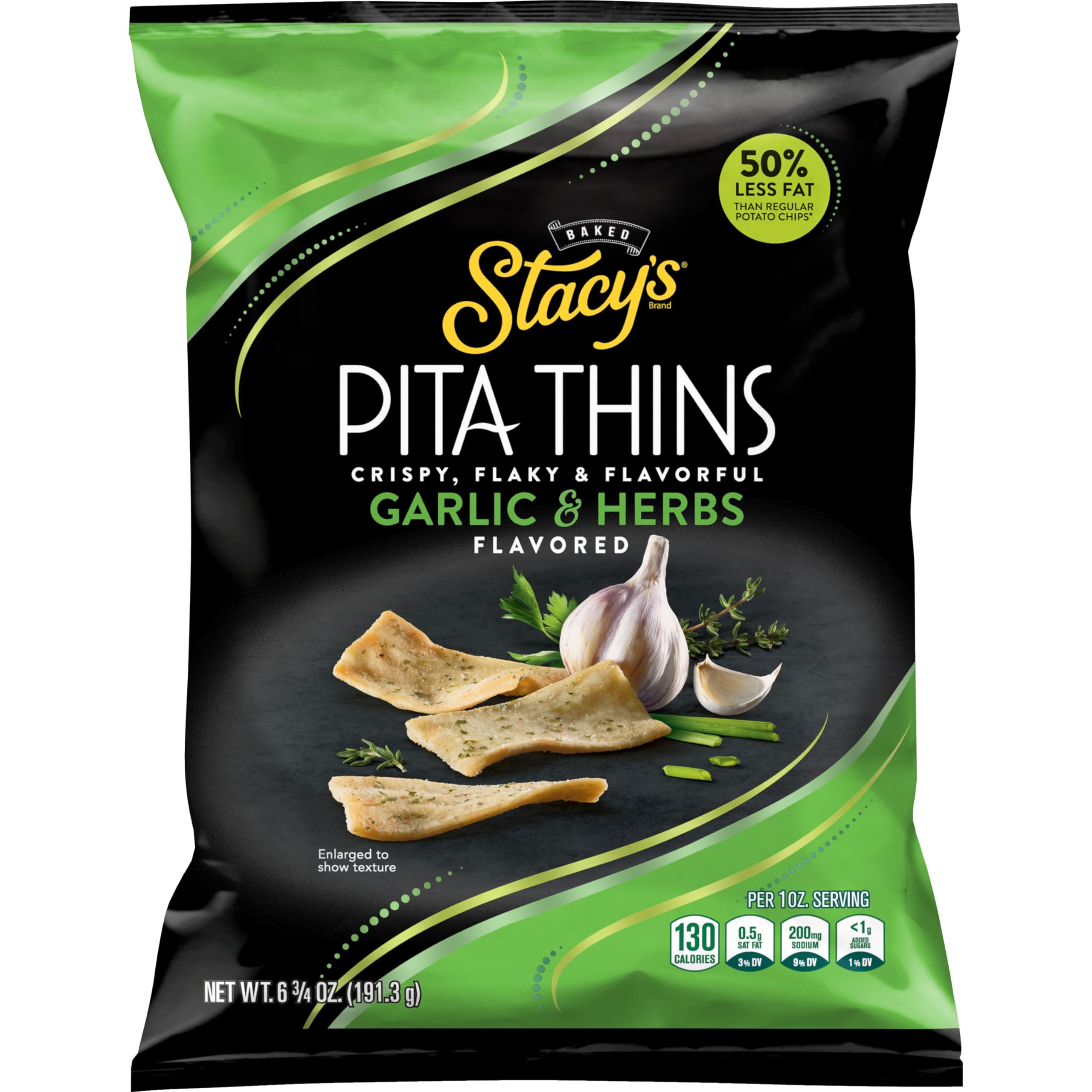 Photo 1 of  BB 08.12.25 Stacy's Pita Thins, Garlic & Herbs, 6.75 oz Bag