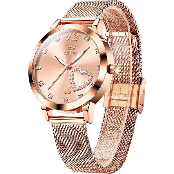 Amazon.com: OLEVS Womens Watches Rose Gold Mesh Strap  display picture 3