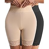 Blueinn Women's Slip Shorts for Under Dresses Cooling Anti Chafing High Waisted Underwear,Seamless Lace Shorts Under Skirts