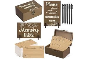 Gilprop 112 Pcs Celebration of Life Memory Cards Set Share a Memory Cards with Box 2 Wood Sign with 4 Hold and 5 Pens, Sympathy Memorial Gifts Funeral Keepsake Decorations(Leaves)