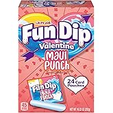 Lik-M-Aid Fun Dip Valentines Day Candy Friendship Exchange Maui Punch, 10.32 oz, 24 Pouches