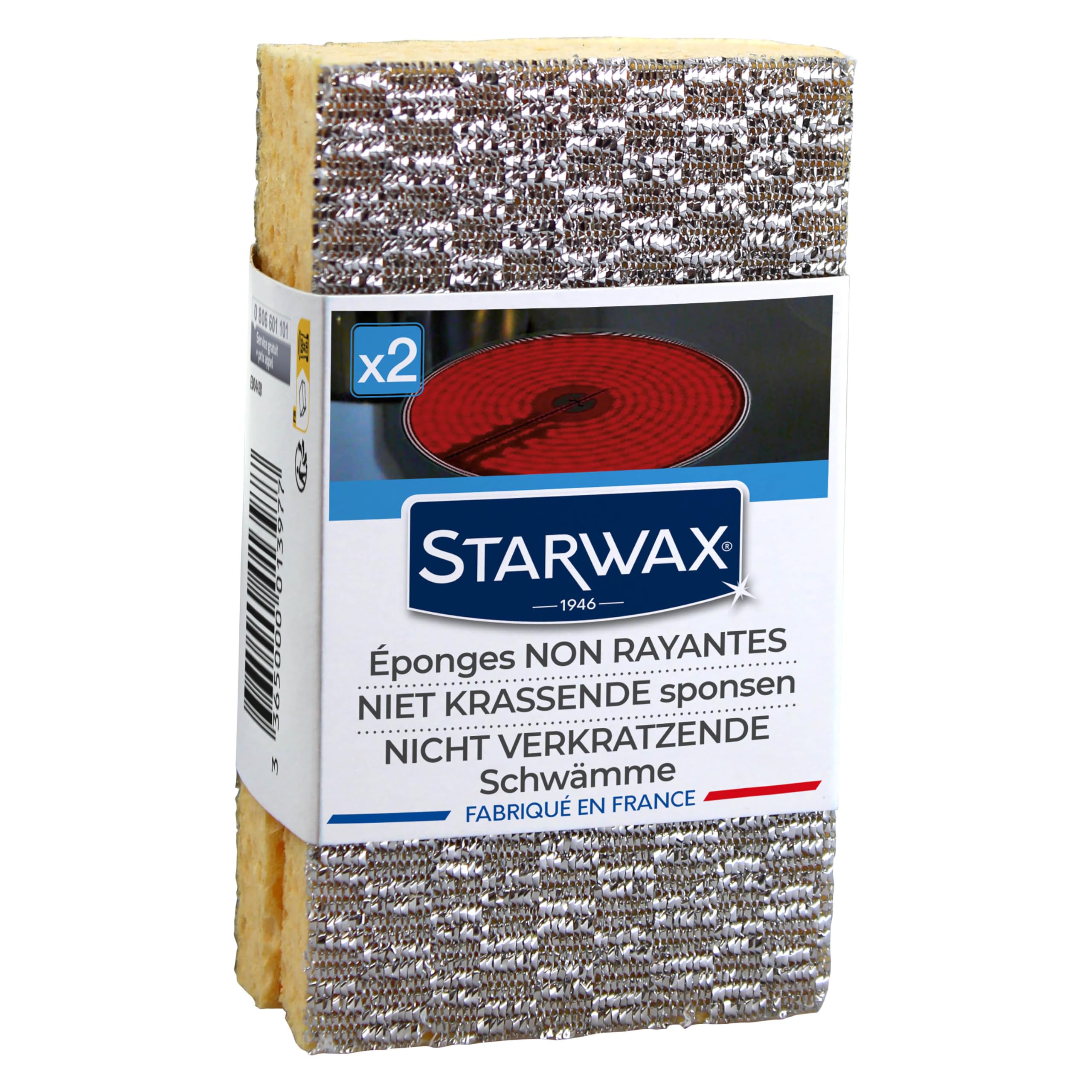 STARWAX Non-Scratch Sponges – 3 x 2 – Cleans Without Scratching Delicate Kitchen Surfaces Silver