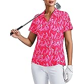 PINSPARK Womens Golf Shirt Short Sleeve Polo Shirts UPF 50+ Tennis Top V-Neck Workout Tops Collared Activewear T-Shirts