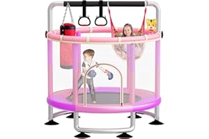 CYlively 5-in-1 Toddler Trampoline for Kids,60"" Trampoline for Toddlers,Upgrade Kids Trampoline Indoor Outdoor,500lbs Baby Child Large Small Trampoline with Safety Net